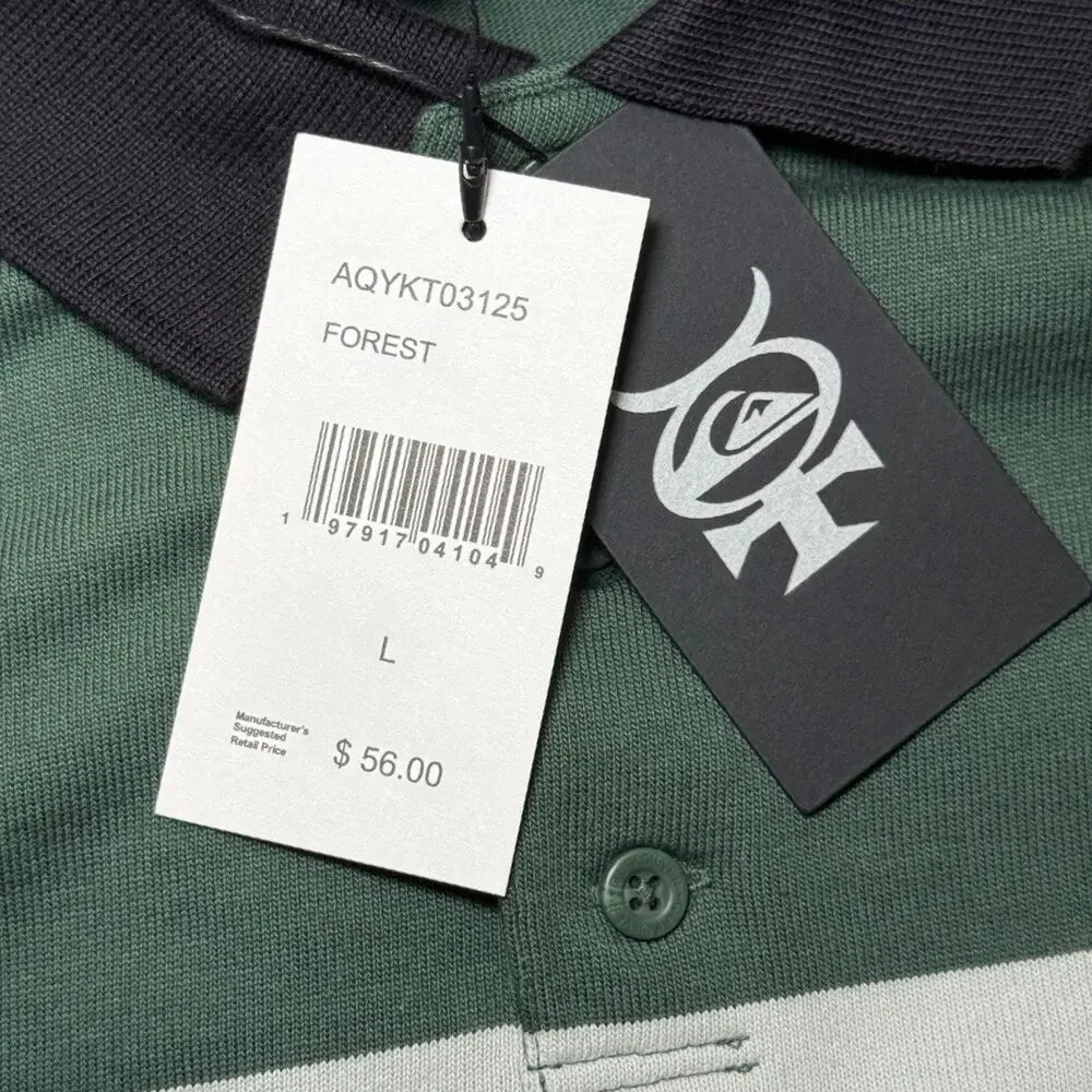 Quiksilver Mercury Rugby Polo Forest Green Large NWT